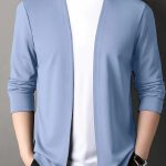 Men's Solid Knitted Cardigan, Casual Breathable Long Sleeve Slim-fit Open Front Sweater For Outdoor Activities - Image 11