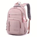 Large Capacity Multi-pocket Student Backpack, Solid Color Lightweight Spine Protection Student Schoolbag, Nylon Multi-layer Backpack, Waterproof Laptop Backpack, Send Pendant - Image 2