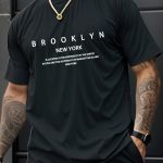 Brooklyn And New York Print Men's Creative Top, Casual Short Sleeve Crew Neck T-shirt, Men's Clothing For Summer Outdoor - Image 8