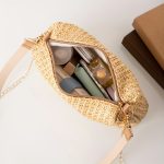 Casual Woven Handbag, Simple Solid Color, High-Quality Daily Fashion, Shoulder & Crossbody Bag With Chain Strap - Image 6