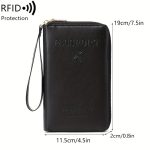 Solid Color RFID Portable Passport Holder, Multi Functional Airplane Ticket Clip, Travel Credit Card Wallet With Zipper And Wrist Strap - Image 11