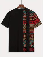 Men's Ethnic Graphic Print T-shirt, Casual Short Sleeve Crew Neck Tee, Men's Clothing For Summer Outdoor - Image 4