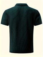 Men's Lapel Neck Short Sleeve T-shirt, Comfy Stretchy Trendy Tees For Summer, Casual Daily Style Fashion Clothing - Image 12