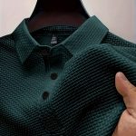 Men's Lapel Neck Short Sleeve T-shirt, Comfy Stretchy Trendy Tees For Summer, Casual Daily Style Fashion Clothing