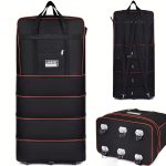 Expandable Wheeled Luggage Backpack, Foldable Large Capacity Travel Bag With Silent Resistant Wheel, Ideal For Business Trips & Studying Abroad - Image 14