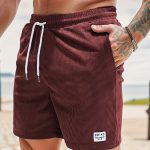 Men's Label Patchwork Regular Fit Solid Shorts With Drawstring And Pockets, Casual And Chic Shorts For Summer Beach And Daily Leisurewear - Image 15