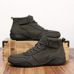 Men's Trendy Solid High Top Boots, Comfy Non Slip Casual Durable Lace Up Shoes For Men's Outdoor Activities - Image 10