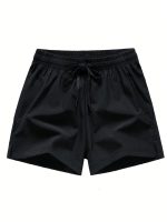 3 Pcs Men's Loose Solid Shorts With Pockets, Casual Elastic Waist High Stretch Drawstring Shorts For Summer - Image 4