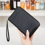 Solid Color RFID Portable Passport Holder, Multi Functional Airplane Ticket Clip, Travel Credit Card Wallet With Zipper And Wrist Strap - Image 17