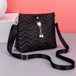 Wave Quilted Bucket Bag, Trendy Mini Crossbody Bag, Women's Shoulder Handbag & Purse - Image 2