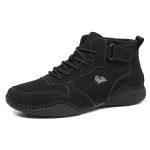 Men's Trendy Solid High Top Boots, Comfy Non Slip Casual Durable Lace Up Shoes For Men's Outdoor Activities - Image 4