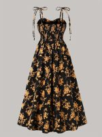 Floral Print Tie Shoulder Cami Dress, Elegant Sweetheart Neck Sleeveless Dress, Women's Clothing - Image 3
