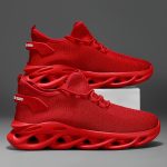 PLUS SIZE Men's Trendy Woven Knit Breathable Blade Type Sneakers, Comfy Non Slip Lace Up Shoes For Men's Outdoor Activities - Image 3