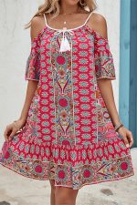 Bohemia Print Off The Shoulder Loose Style Dress - Image 3