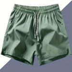 Men's Zipper Pockets Active Shorts, Casual Waist Drawstring Quick Drying Shorts, Running, Sports, Fitness Quarters - Image 4