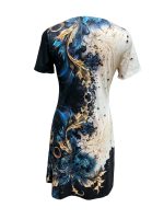 Graphic Print Colorblock Crew Neck Dress, Casual Short Sleeve Dress For Spring & Summer, Women's Clothing - Image 3