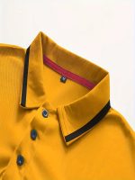Breathable Regular Fit Men's Chic Contrast Binding Short Sleeve Golf Shirt With Chest Pocket For Summer, Men's Clothing - Image 13