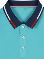 Breathable Contrast Binding Men's Casual Short Sleeve Lapel Golf Shirt For Summer, Men's Clothing - Image 14