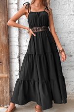 Solid Color Hollow Waist Casual Dress