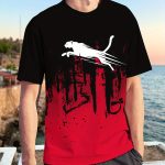 Men's Gradient Color Running Leopard And Paint Mark Pattern Print T-shirt With Crew Neck And Short Sleeve, Perfect Tops For Outdoors Activities