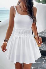 Solid Smocked Sleeveless Mini Dress - Image 2