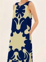 Graphic Print V Neck Maxi Dress, Boho Sleeveless Tank Dress For Spring & Summer, Women's Clothing - Image 5