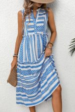 Bohemia Print Sleeveless V Neck Casual Dress