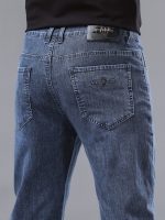 Classic Design Cotton Blend Jeans, Men's Casual Business Straight Leg Denim Pants, Men's Straight Leg Business Trousers - Image 4