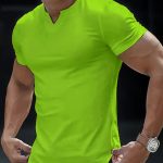 Solid Color Men's Comfy V-Neck Medium Stretch T-shirt, Men's Summer Clothes, Men's Outfits - Image 11