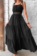 Solid Color Hollow Waist Casual Dress - Image 3