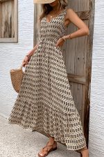 Fashion Printed V Neck Sleeveless Maxi Dress - Image 4