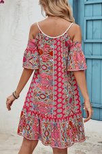Bohemia Print Off The Shoulder Loose Style Dress - Image 4