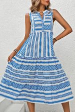 Bohemia Print Sleeveless V Neck Casual Dress - Image 3