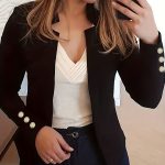 Solid Open Front Blazer, Casual Long Sleeve Button Blazer For Office & Work, Women's Clothing - Image 7