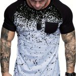 Chic Printed T-shirt, Men's Casual Street Style Stretch Round Neck Tee Shirt For Summer - Image 4