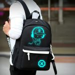 1pc Luminous Backpack, Men's Fashion Trendy Backpack, Large Capacity Lightweight Oxford Simple Cartoon Backpack - Image 9