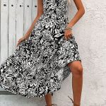 Fashion Floral Printed Halter Neck Maxi Dress