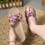 Summer Linen Sole Slides, Casual Open Toe Slip On Shoes, Comfortable Indoor Home Slides - Image 8
