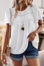 Solid Color Round Neck Casual Style Tops - Image 4