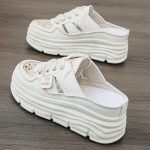 Women's Breathable Platform Mule Sneakers, Casual Cutout Design Lace Up Shoes, Comfortable Summer Shoes - Image 4