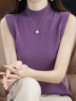 Solid Knit Mock Neck Tank Top, Casual Sleeveless Tank Top, Women's Clothing - Image 14