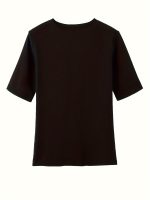 Solid Color V Neck T-Shirt, Casual Short Sleeve T-Shirt For Spring & Summer, Women's Clothing - Image 11