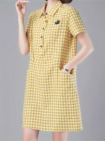 Plaid Print Button Up With Pocket Dress, Casual Short Sleeve Loose Dress For Spring & Summer, Women's Clothing - Image 3