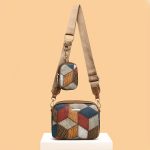 Rhombus Pattern Crossbody Bag, Colorblock Mini Square Bag, Women Retro Shoulder Bag With Coin Purse - Image 10