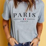 PARIS Print T-shirt, Short Sleeve Crew Neck Casual Top For Summer & Spring, Women's Clothing - Image 2