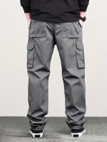 Men's Classic Solid Color Cargo Pants with Multiple Flap Pockets, Straight-Leg, Drawstring Waist, Loose Fit for Hiking, Fishing, Streetwear, and Outdoor Camping Casual Style - Image 6