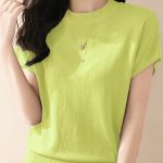 Solid Color Crew Neck Pullover Sweater, Casual Short Sleeve Ribbed Knitted Sweater For Every Day, Women's Clothing - Image 6