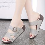 Women's Solid Color Stylish Sandals, Buckle Belt Soft Sole Platform Slip On Shoes, Casual Summer Beach Shoes - Image 6