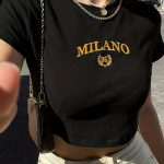 Letter Print Crew Neck Crop T-Shirt, Casual Short Sleeve T-Shirt For Spring & Summer, Women's Clothing - Image 6