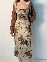 Floral Print Ruched Dress, Sexy Spaghetti Strap Bodycon Dress, Women's Clothing - Image 3